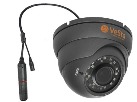 Антивандальная IP-камера VeSta VC-3465V (M108, f=2.8-12, Титан, IR, PoE провод)